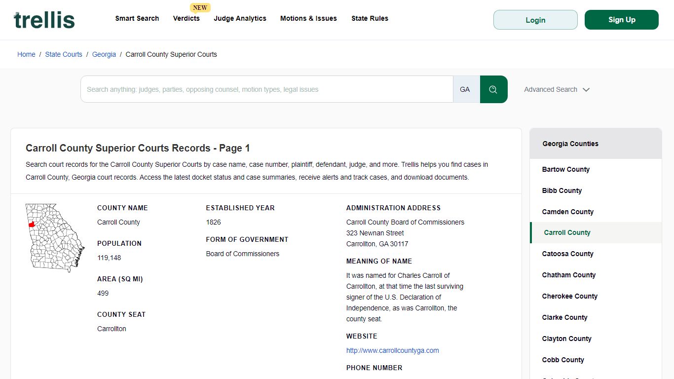 Carroll County Superior Court | Docket Search Georgia - Trellis